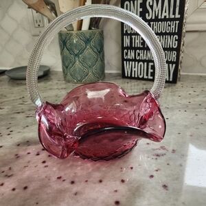 Elegant Heritage Cranberry Collection/Pink Glass Basket